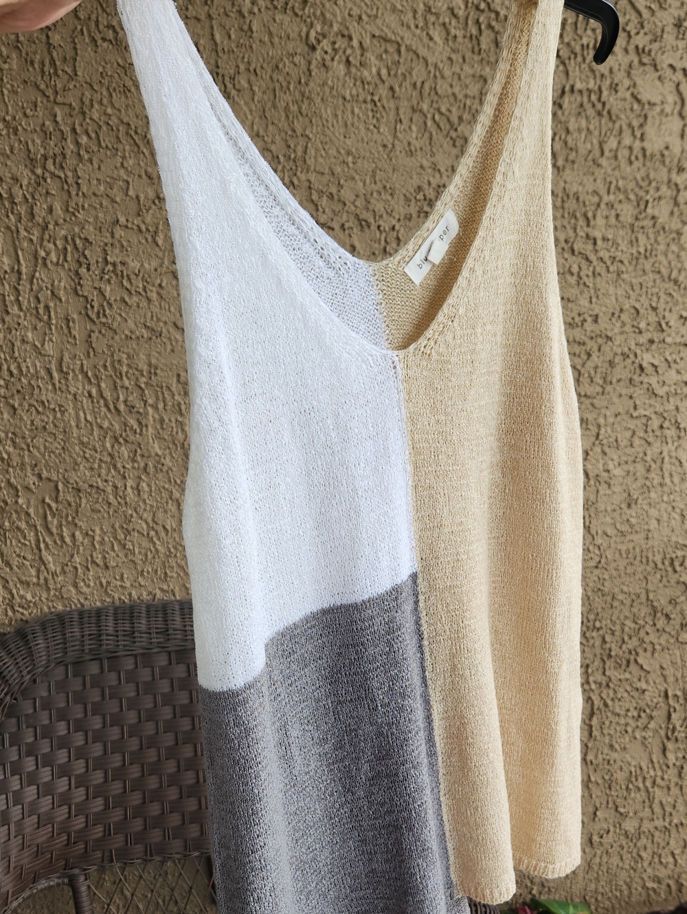 Blu Pepper Colorblock Knit Tank Top - White, Beige & Gray